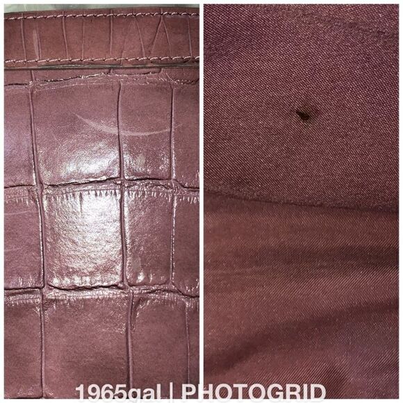 Liz Claiborne Lilac Tassel Bow Croc Texture Purse - Picture 5 of 8